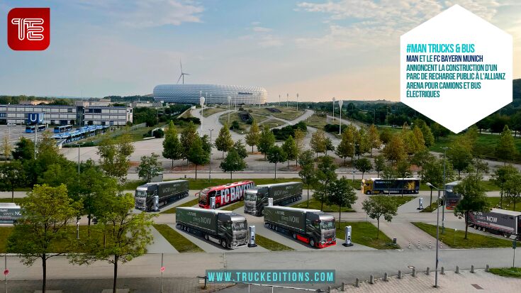 Maquette du parc de bornes de recharge pour les véhicules industriels à l'Allianz Arena. 