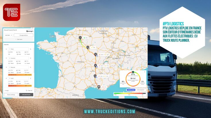 Transport routier et transition énergétique : Un outil pour l’électrification des flottes : PTV Logistics lance EV Truck Route Planner en France