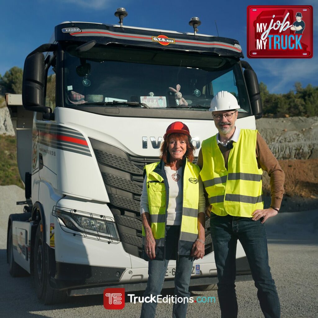 Isabelle Lepage et Vincent Mahé pendant le tournage de My Job My Truck sur Truckeditions.com